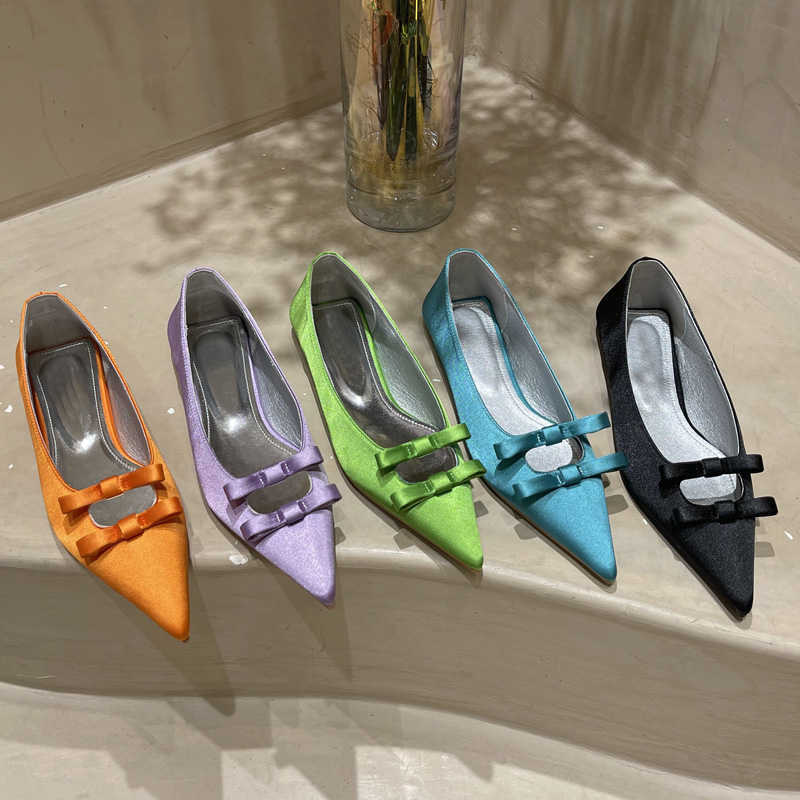 

New Sandals Spring Flats Shoes Pointed Toe Shallow Slip on Ladies Elegant Ballerina Fashion Bow-knot Casual Women Loafers 230511, Black