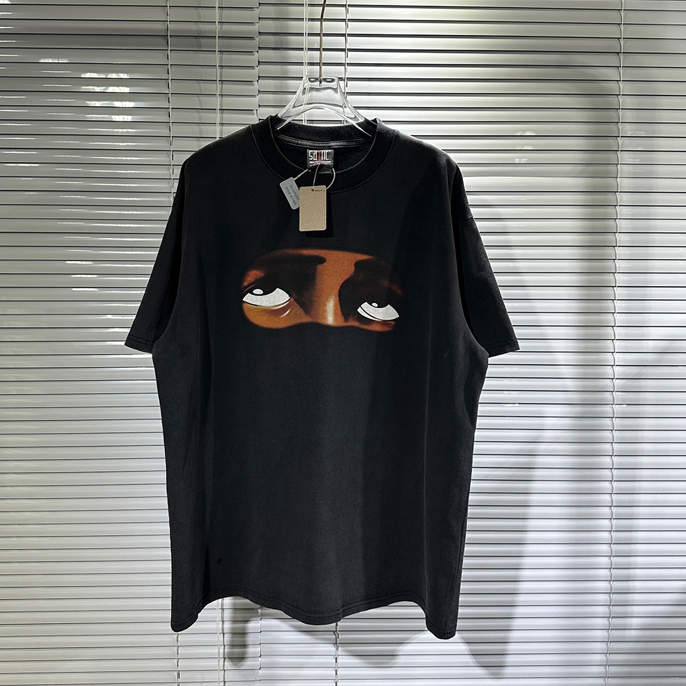 

Printing 23SS Men Plus Tees Women Fashion T Shirt Vintage Hip Hop Casual, Black