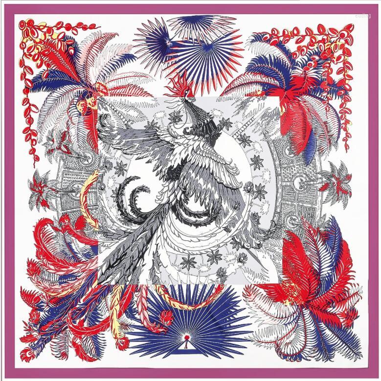 

Scarves Women Twill Silk Shawl Large Square Scarf 130 130cm Phoenix Design Pashmina Oversize Lady Gifts
