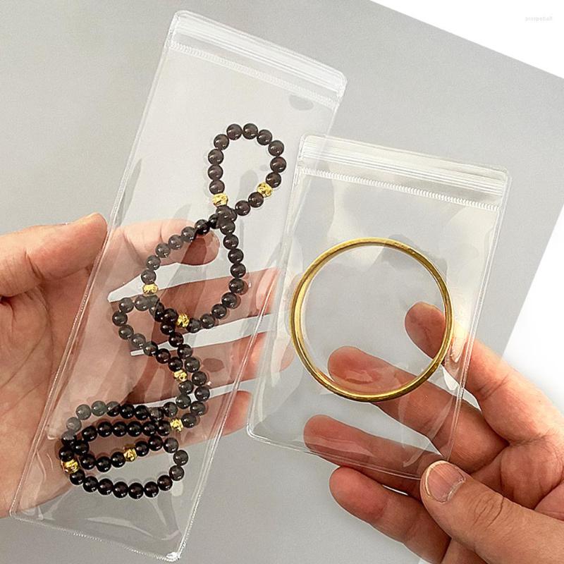 

Jewelry Pouches 10/20 Pieces Self-sealing Bracelet Earrings Plastic Transparent Gift Storage PVC Bag For Small Business Customize Logo