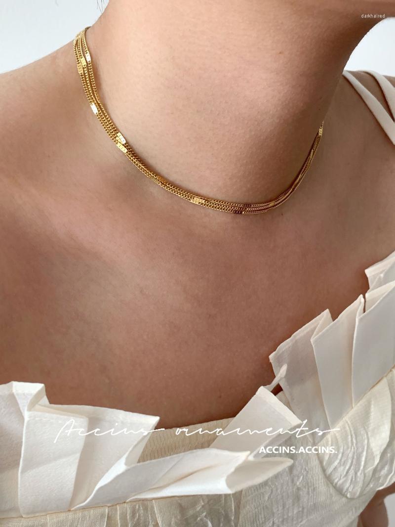 

Chains 3 Layered Chain Necklace For Women Stainless Steel Dainty Summer Jewelry Minimalist No Fade Gold Color