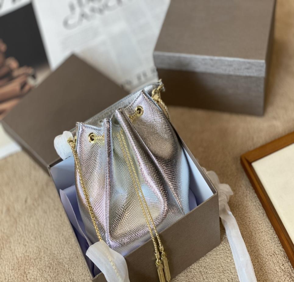 

Classic 2022 Luxury Designer Shoulder Bags Snake Print Leather Tote Bag Girls Fashion Ladies Crossbody Copper Chain Bucket Tote Ba6155532, Silver