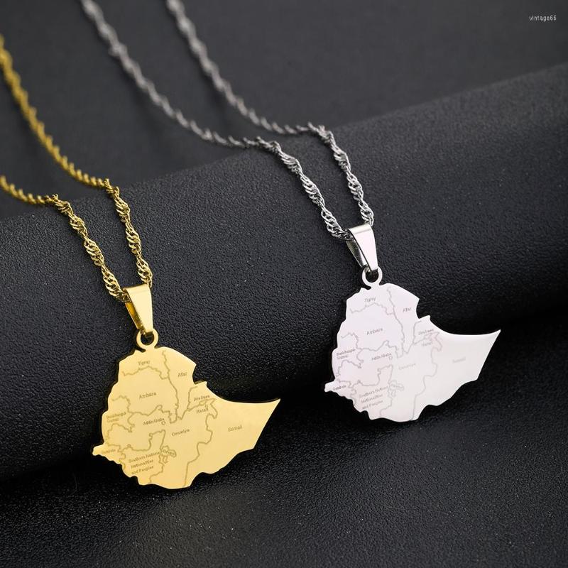 

Pendant Necklaces Fashion Ethiopia Map With City Name Women Girls Stainless Steel Ethiopians Birthday Party Jewelry Gifts