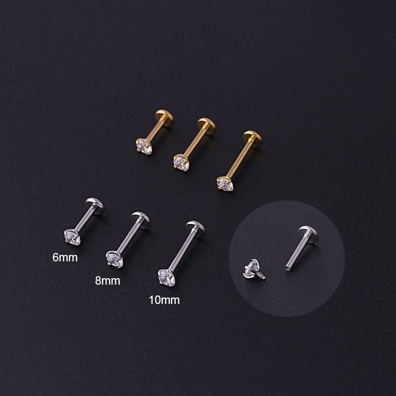 

1Pc Stainless Steel Piercing Tragus Stud Crystal Labret Ear Studs Helix Cartilage Earring for Women Piercing Body Jewelry Gift