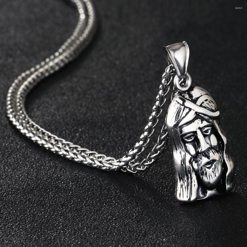 

Pendant Necklaces Arrival Men Vintage Stainless Steel Link Chain Necklace JESUS Pendants Trendy Body Jewelry Religious Gifts NC028