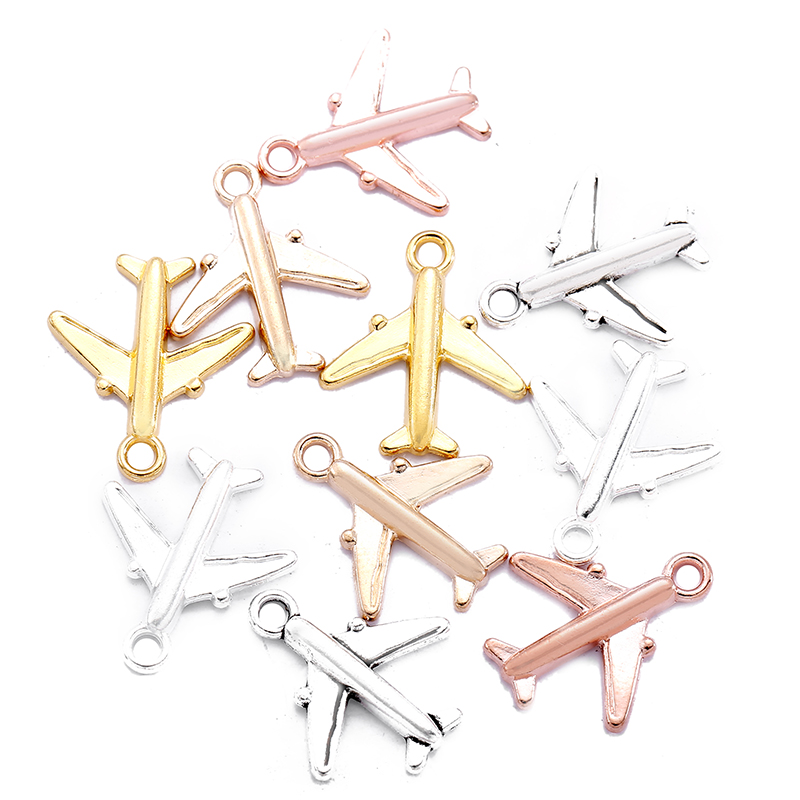

30pcs 17*15mm 5 Colors Airplane Charm Travel Aircraftplane Pendant DIY Bracelet necklace Jewelry Making