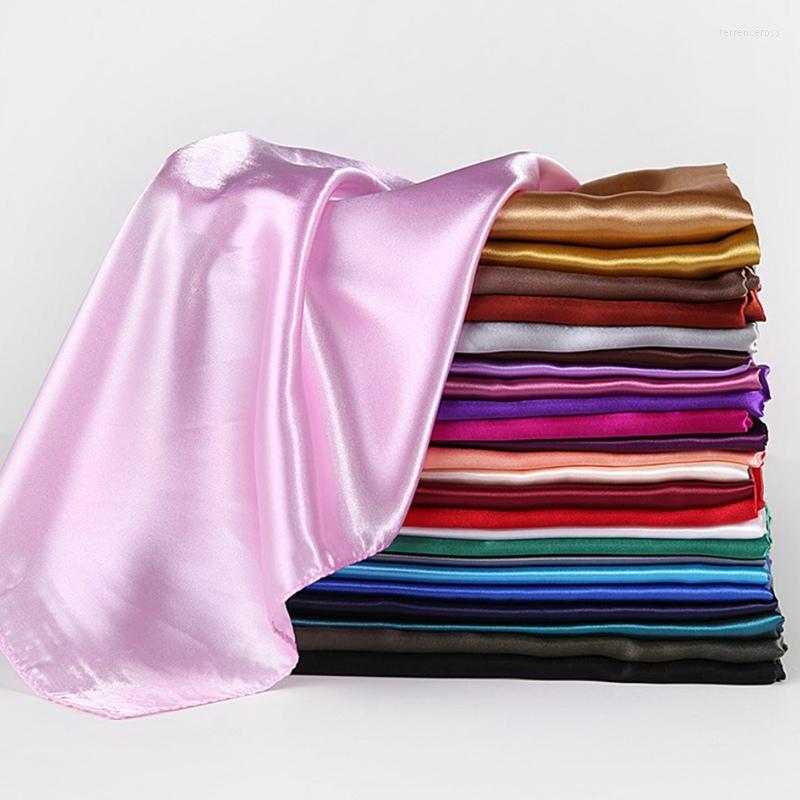 

Scarves 90 90cm Big Size Headwraps Solid Colors Neckerchief Hijab Women Satin Headband Hair Female Shawls Head Scarfs For Ladies