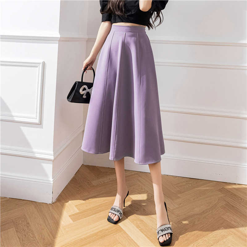 

Women' Half Skirt 2023 Spring/Summer New Fashionable and Fashionable High Waist Splice Reduced Age French Umbrella Skirt Over Knee Mid Length Fashion, Black3
