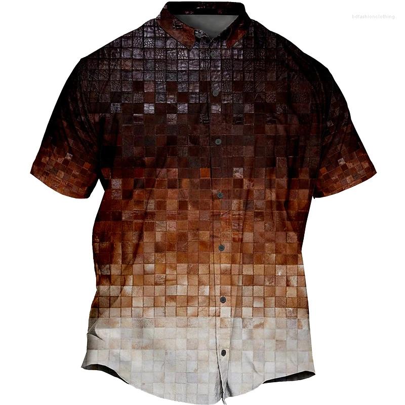 

Men' Casual Shirts Men' Plus Size Shirt Big And Tall Optical Illusion Turndown Short Sleeve Spring & Summer Tropical Fashion, Black