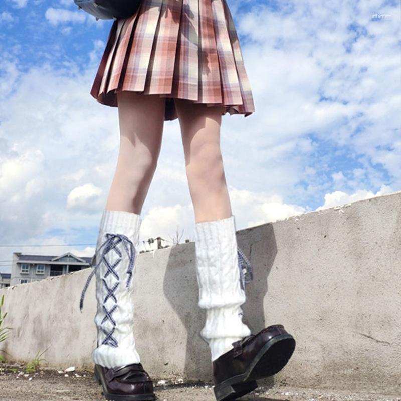 

Women Socks Lady Calf-length Drawstring Stripe Plaid Ribbon Bow Jk Cool Lovely Girl Leg Warmer 2023 Autumn Winter Hipster Street Sock, Black(black ribbon)