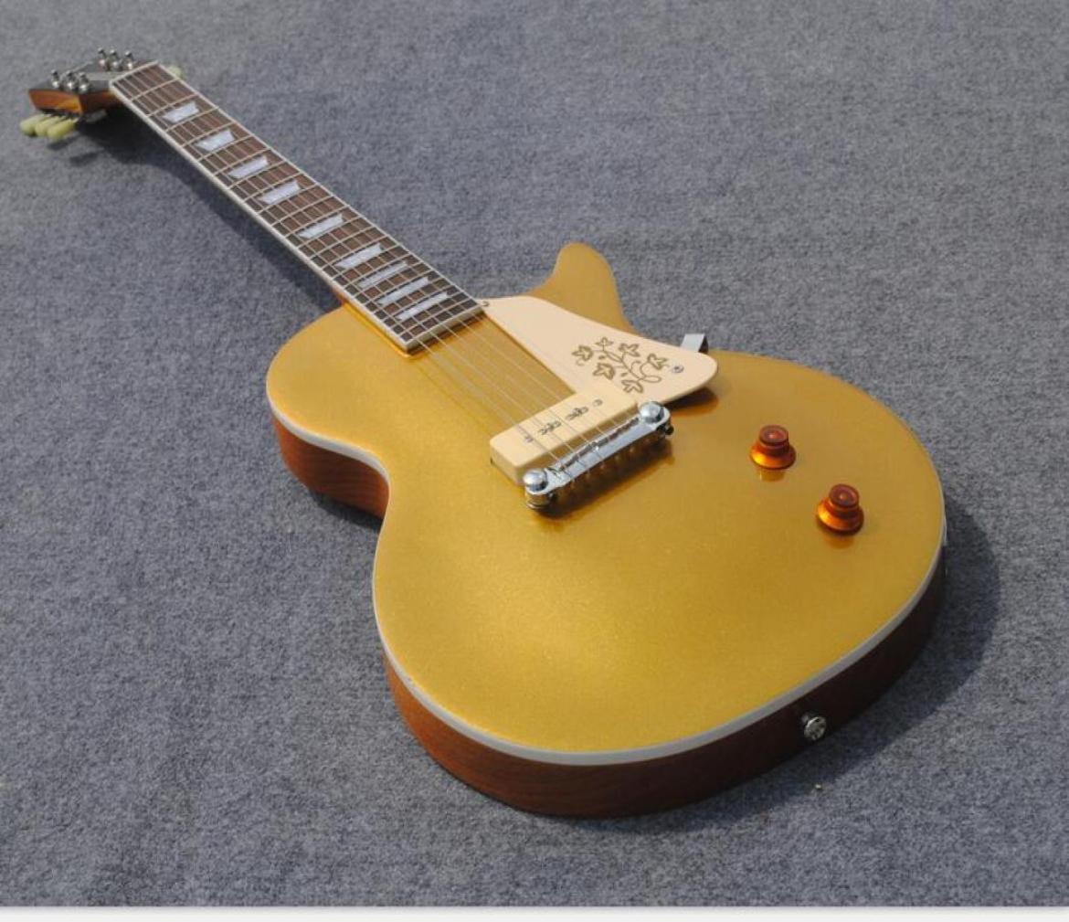 

Custom Shop Gold Top Goldtop Electric Guitar White P90 Pickup Wrap arround Bridge Flower logo Pickgaurd2368813
