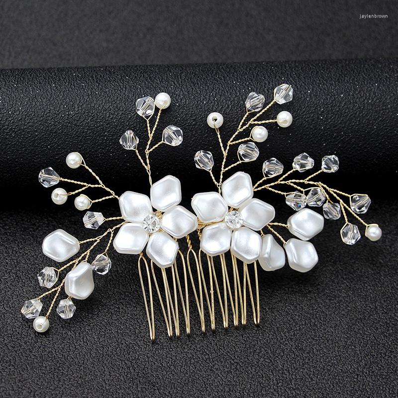 

Headpieces Bridal Women Hair Pins Combs Hairpins Rhinestone Pearl Flower Wedding Jewelry Gold Silver Accessories Decorations