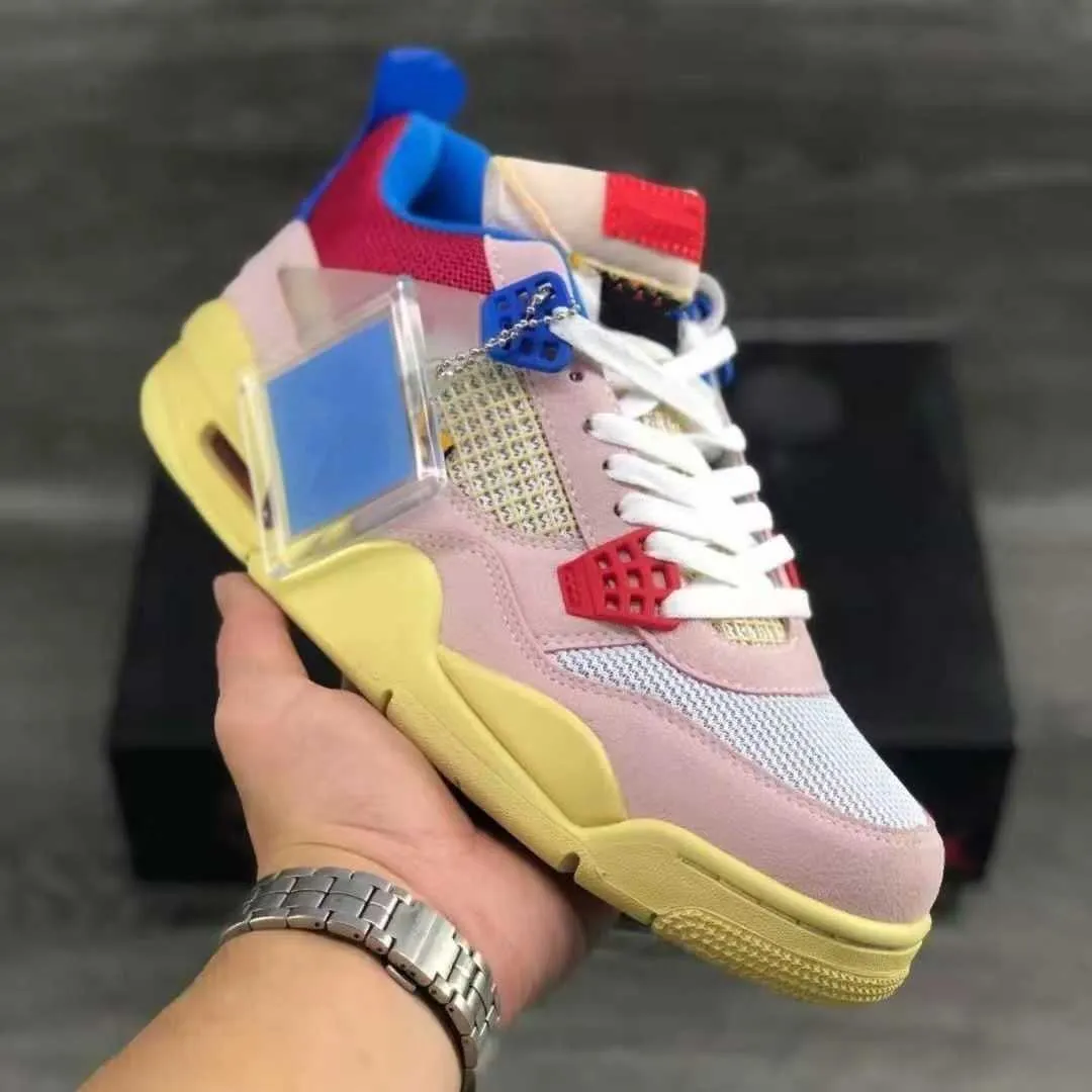 

2023 4s Shimmer Basketball Shoes Men WomenFluorescent Blue Fluorescent Green Cherry Blossom Pink Lake Blue 4 Union Co branded Pe 4s Sneaker36-48
