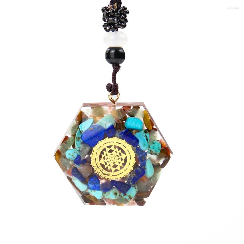

Pendant Necklaces Orgonite Metatron Chakra Sri Yantra Necklace Agate Quartz Macadam Energy Healing Yoga Meditation Hexagon Charms Jewelry