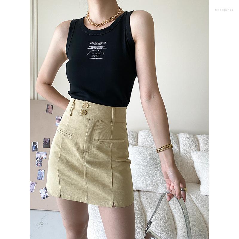 

Women's Tanks Fashion High Street Letter Printing Slim For Women Summer 2023 Cotton Casual Short Tank Tops, White