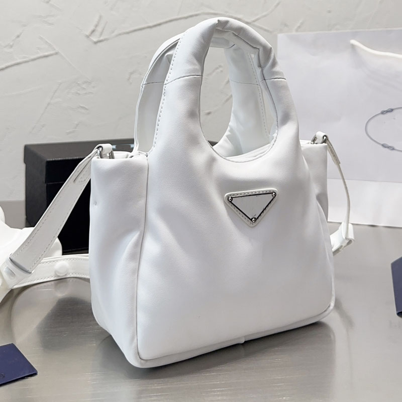 

Totes Basket Bag Soft Women Handbag Purse Padded Leather Crossbody Shoulder Bags Fashion Metal Triangle Hardware Three Compartments Adjustable Strap