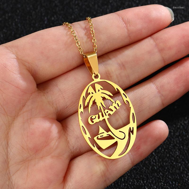 

Pendant Necklaces SONYA Guam's For Women Men Gold Color Guam Wedding Party Engagement Stainless Steel Jewelry