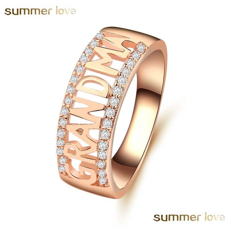 

Rings Fashion Grandma Letters Nana Ring Crystal Rose Gold Color Mothers Christmas Gifts Women Jewelry Drop Delivery Dhf4X