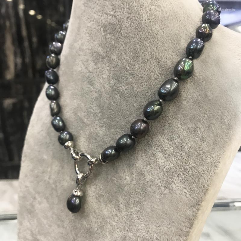 

Pendant Necklaces Natural Fresh Water Baroque Black Pearl Necklace Can Separate For Women Fashion Jewelry Clasp Stainless