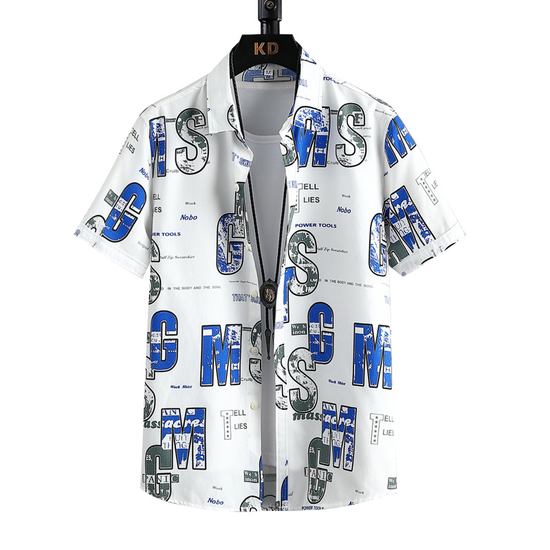 

Men's Casual Shirts Shirt men's summer new men's fashion short-sleeved shirt boys' business casual half-sleeved all-match coat, 22