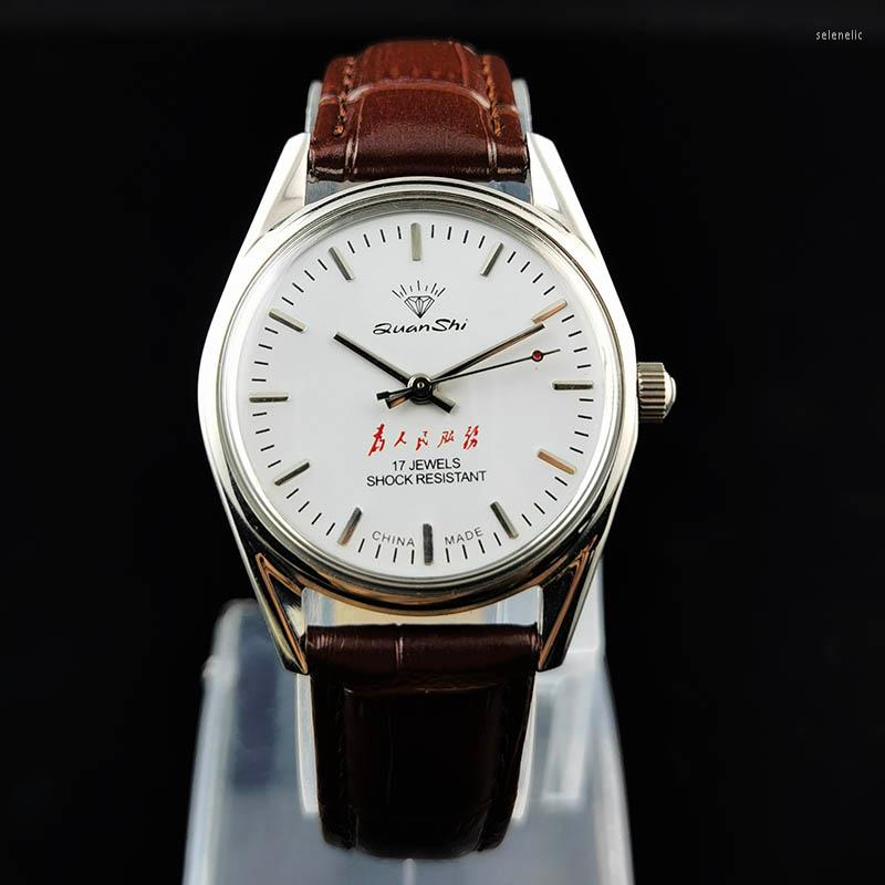 

Wristwatches 36mm Classic Retro Shanghai Mechanical Watch Manual Winding Waterproof Stainless Steel Men's Luxury Men Religio Masculino