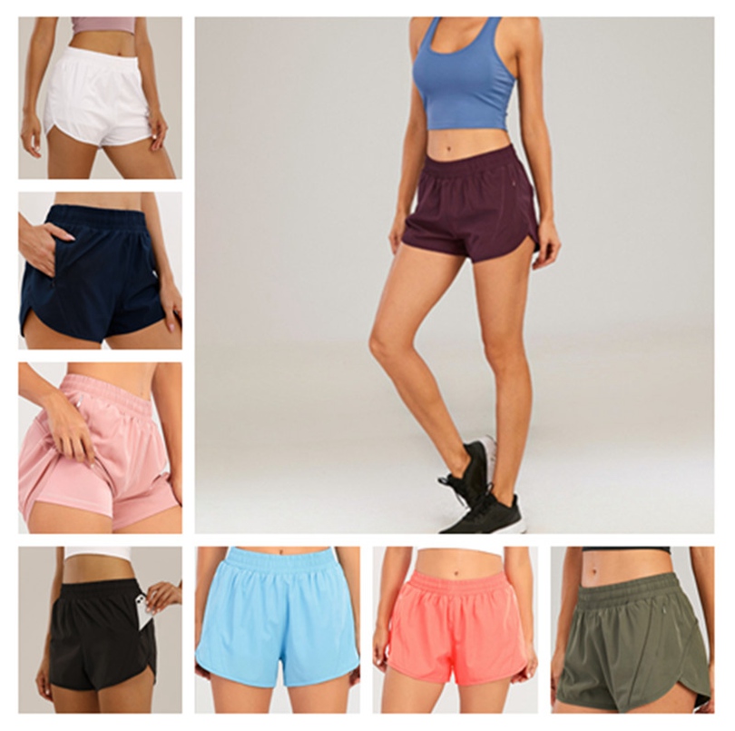 

Lu-009 designers womens yoga Shorts Fit Zipper Pocket High Rise Quick Dry Womens Train Short Loose Style Breathable gym Quality, 003