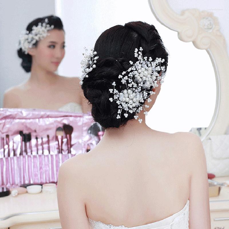 

Headpieces Crystal Pearl Tiaras Barrettes Hair Clips Combs For Wedding Bride Women Hairpins Bridal Headpiece Jewelry Accessories