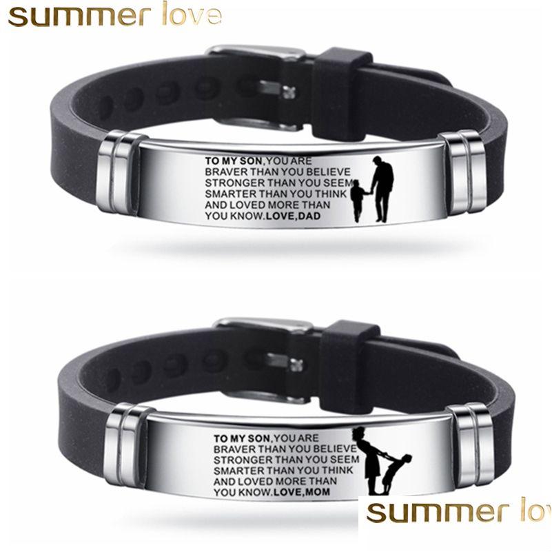 

Other Bracelets Mens Bracelet To My Son Never Forget That I Love You From Mom Dad Courage Sile For Men Boy Gifts Jewelry Drop Deliver Dhxtm