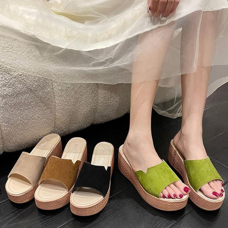 

Slippers 2023 Women's High Heels Sandals Outdoor Platform Wedge Modern Muffin Sole Peep Toe Slides Large Size 34-43, Black