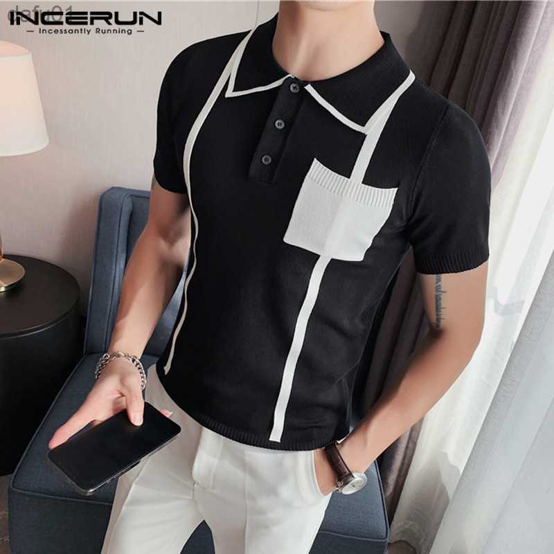 

Men's T-Shirts INCERUN Tops 2023 Korean Style Fashion Casual New Men Patchwork Line Contrast T-Shirts Handsome Male Short Sleeve Camiseta S-5XL L230520, White
