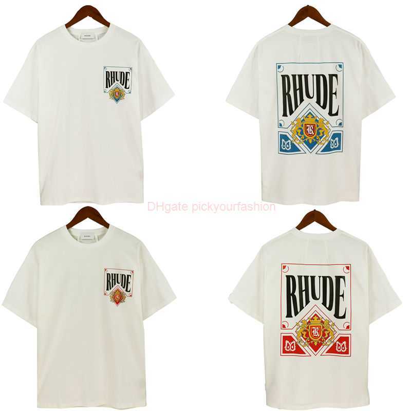 

Designer Fashion Clothing Tees Tshirt American Rhude Fashion Card Letter Printing Loose Round Neck Couple Short Sleeve Tshirt Unisex Cotton Streetwear Tops Casual, Beibai hong