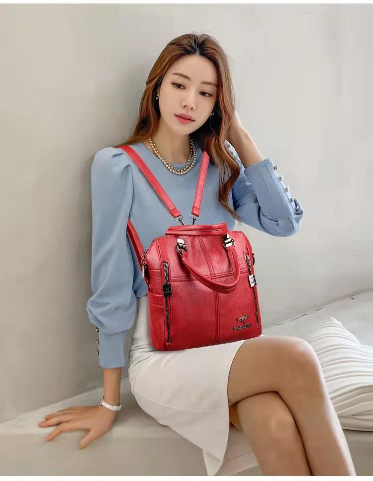 

Evening Bags Fashion Backpack Women Shoulder High Quality Leather Multifunction Travel School For Satchel HandbagEvening, Black