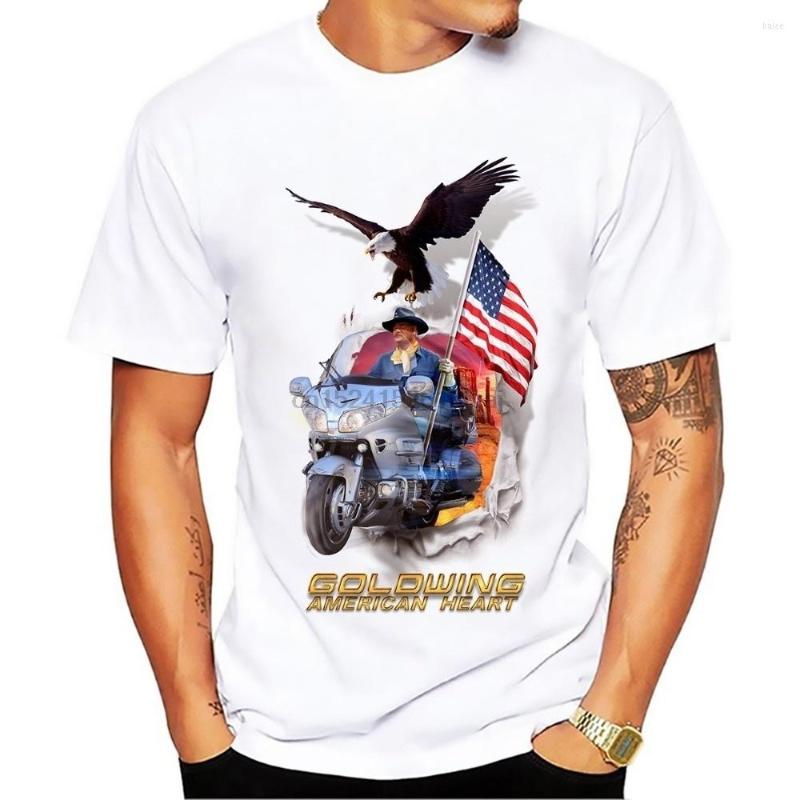 

Men' T Shirts Goldwing American Heart Design Shirt Men 2023 White Breathable Casual Plus Size Tee, Women-white