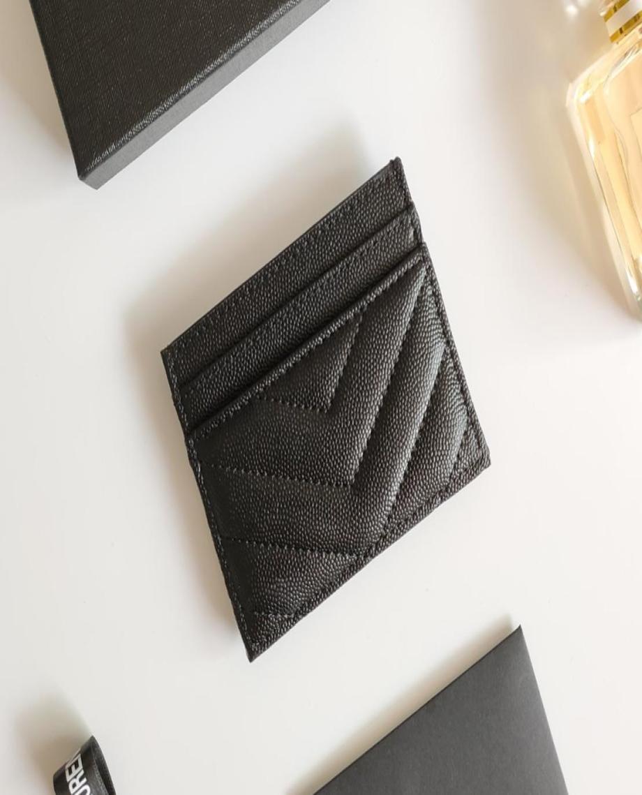 

Fashion Card Holders caviar woman mini wallet Designer pure color genuine leather Pebble texture luxury Black wallet with box9460754, Pink
