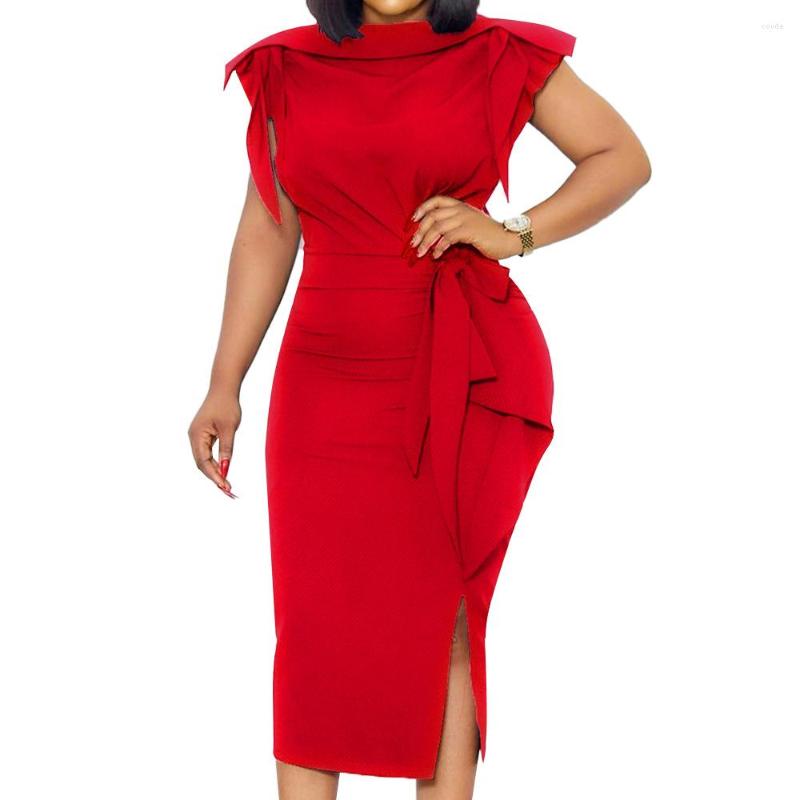 

Ethnic Clothing Summer Bodycon Dress African Dresses For Women 2023 Sexy Elegant Ruffles High Split Bandage Robe Africaine Femme Clothes