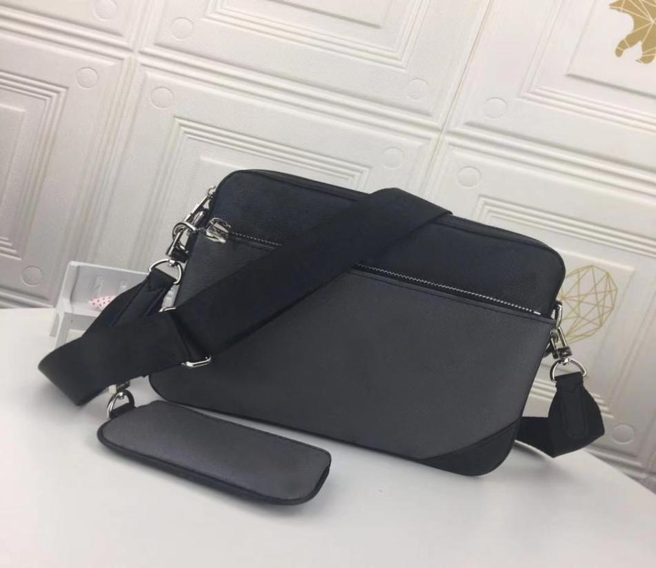 

High Quality Designer TRIO Messenger Bag Eclipse Reverse Canvas Mens Crossbody 3 Piece Set Fashion Leather Man Shoulder Bags With 7605902, White