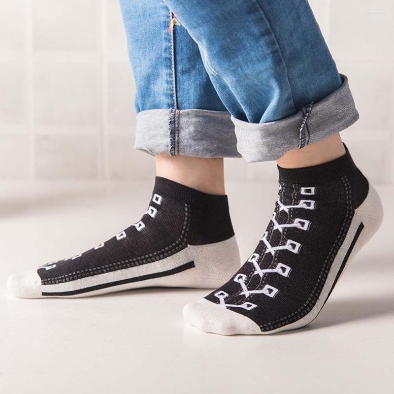 

Men's Socks Wholesale Trendy Shoes Pattern Men Summer Soft Breathable Cotton Short Hosiery Comfortable Unique Low-top, Black