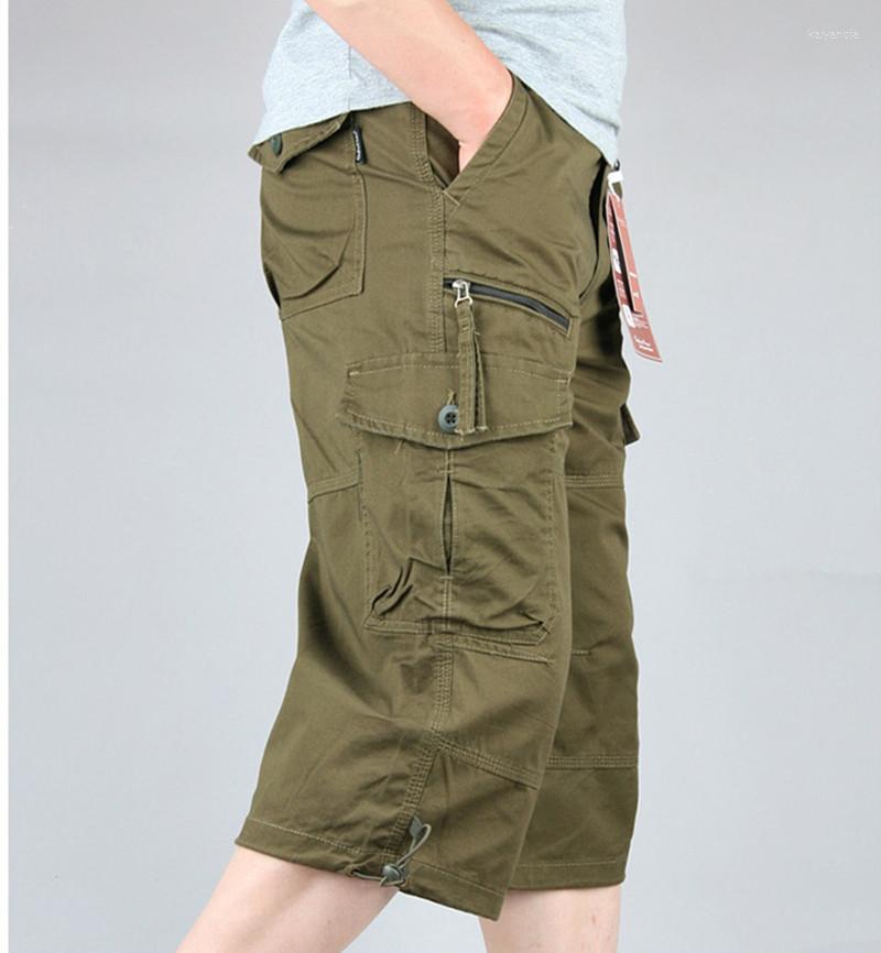 

Men's Shorts Summer Military Long Length Cargo Men Casual Cotton Multi Pocket Breeches Tactical Army Pants Cropped Trousers, Camouflage