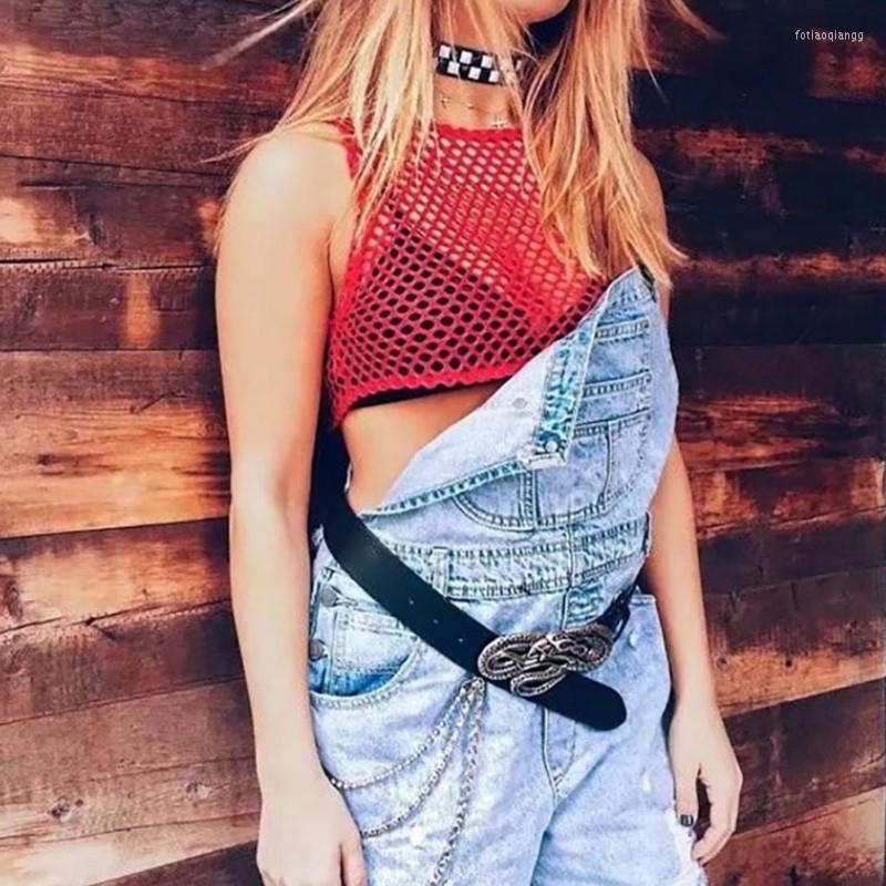 

Women' Tanks Summer Women Ultra Short Mesh T-shirt See-through Hollow Out Transparent Fishnet Sexy Round Neck Sleeveless Vest Top