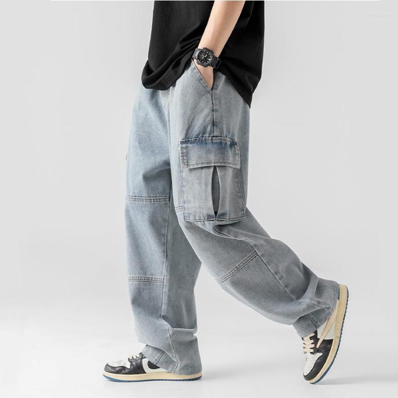 

Men's Jeans Men Baggy Vintage Casual Male Oversized Denim Pants Fashion Loose Straight Trousers Hip Hop, Blue