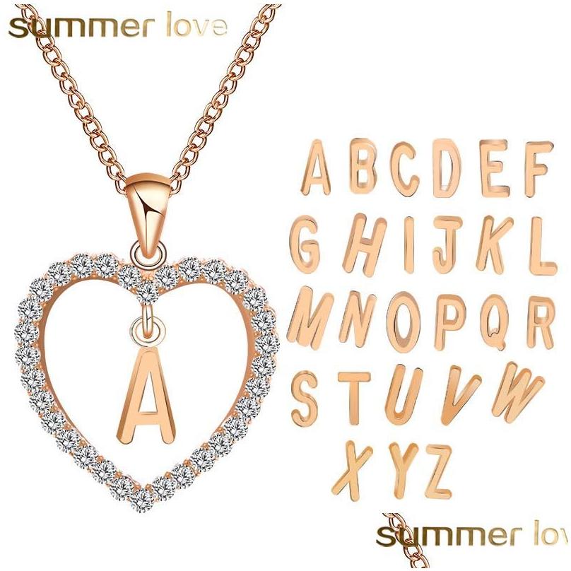 

Pendant Necklaces 26 Letters Heart Love Crystal Necklace Women Sier Gold Chain Cubic Zirconia Personal Ideas Luxury Pandent Fashion Dh1Yu