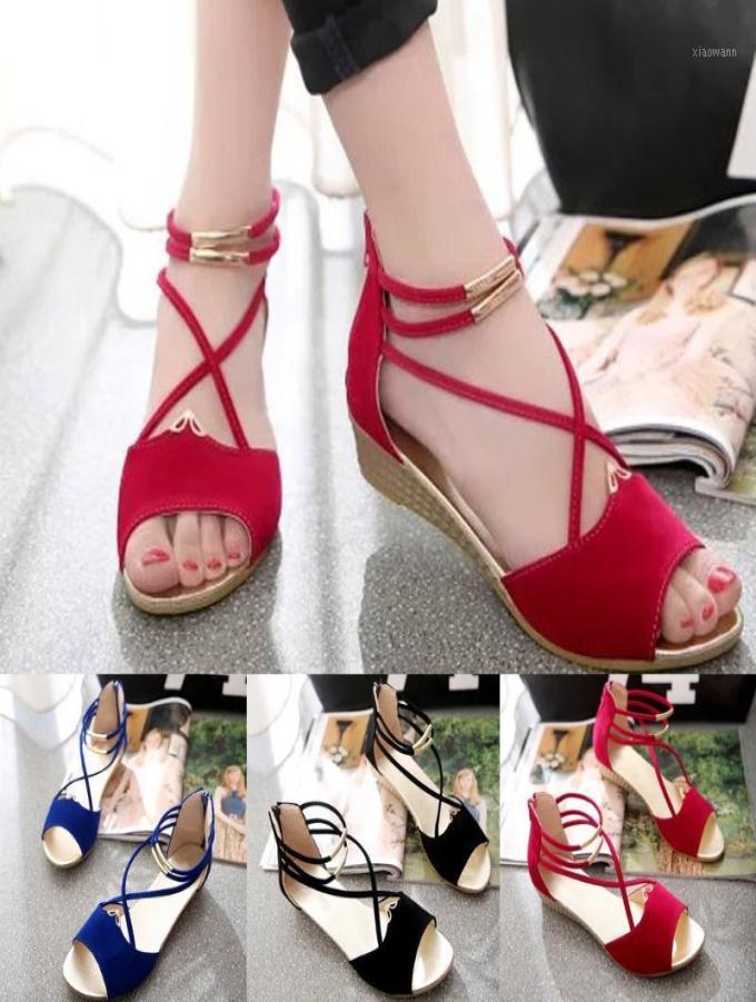 

ONTOMATO New Fish mouth Summer sandals Elegant string beads Sandals Buckle Flat opentoe Roman for Dress Mujer Shoes14990686, Black