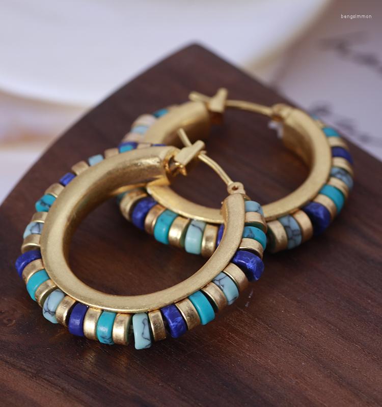 

Dangle Earrings Fashion Creative Niche Design Matte Retro Color Stone Personality Ethnic Style Small
