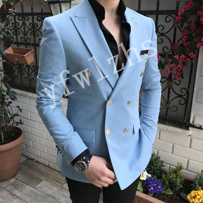 

Handsome Double-Breasted Tuxedos Groom Peak Lapel Men Suits Mens Wedding Tuxedo Costumes De Pour Hommes Jacket Pants Tie Y6851117, Same as image