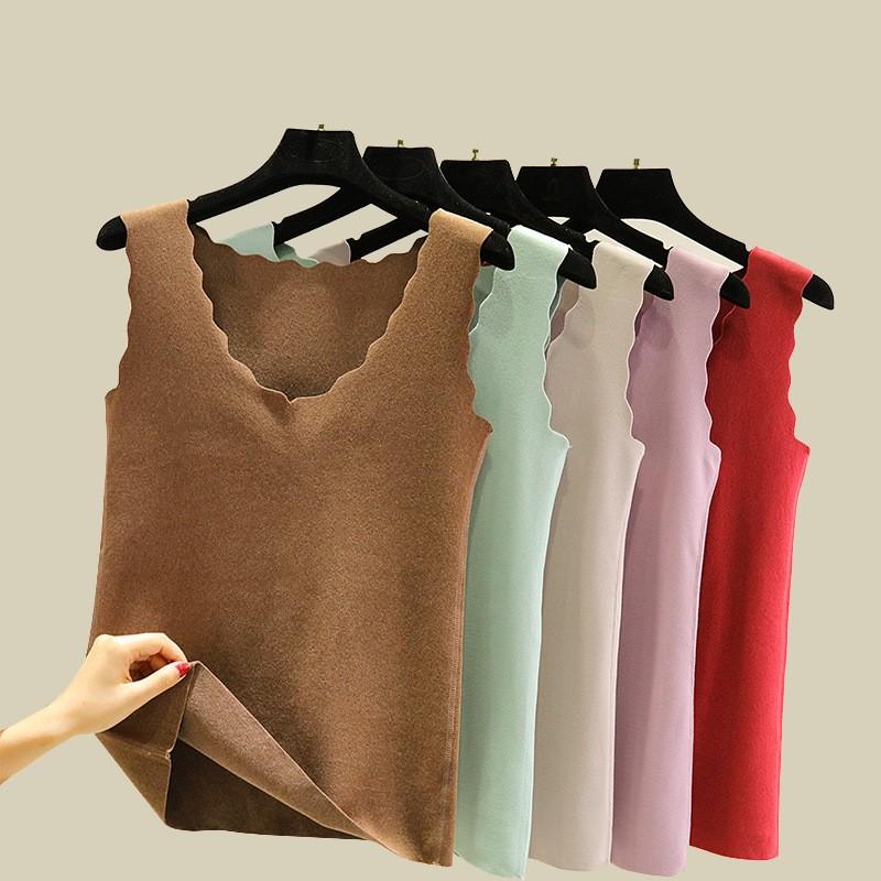 

Women's Tanks & Camis Dralon Seamless Thermal Underwear Tops Autumn Winter Warm Tank Basic VestWomen's, Pink