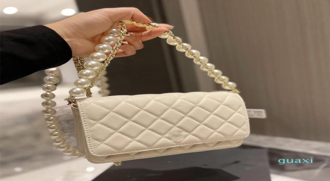 

Classic Diamond Pattern Ladies Fashion Shoulder Bag Pearl Chain Luxury Brand Handbags Street Single Product8527008, Sky blue