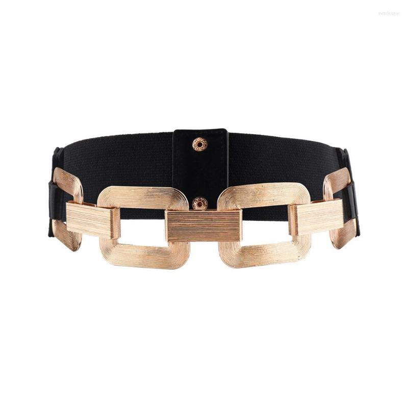 

Belts Metel Chain Elastic Waistbands For Women Fashion Metallic Waist Belt Strech Corset Dress Shirt Ceintures, Black