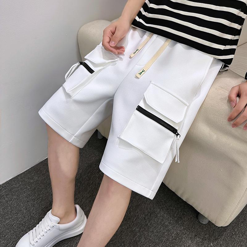 

Men's Shorts Streetwear 2023 Men's Summer Solid Color Elastic Waist Cargo Knee-Lrngth Pants Casual Loose Joogers Youth Sports Pant, K66 black