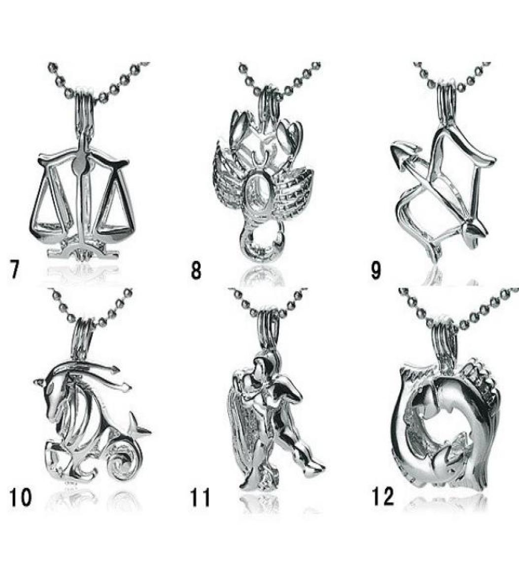 

18KGP Fashion Signs of Zodiac Pendant Mountings Twelve Constellations style Pearl Gem Bead Cage Lockets DIY Lucky Charm Jewelry 4462151