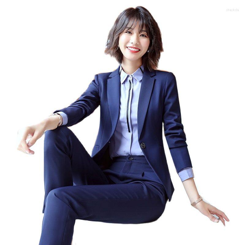 

Women's Two Piece Pants Formal Professional Women Business Suits OL Styles Autumn Winter Ladies Office Pantsuits Career Interview Job Work